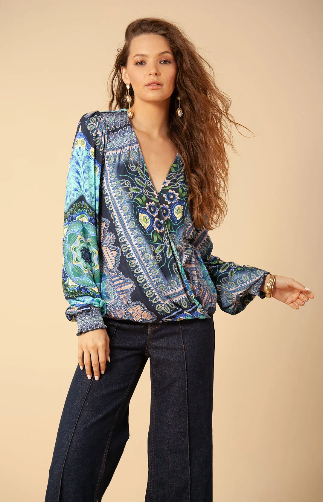 Zyana Jersey Wrap Top sold by Hale Bob