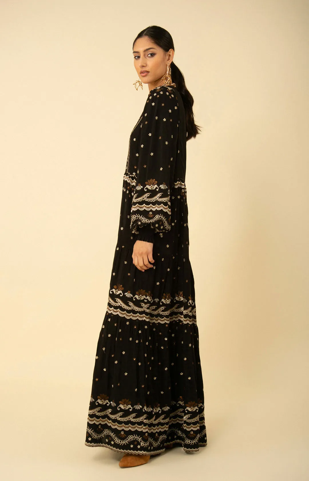 Audrey Embroidered Maxi Dress sold by Hale Bob product image thumbnail 4