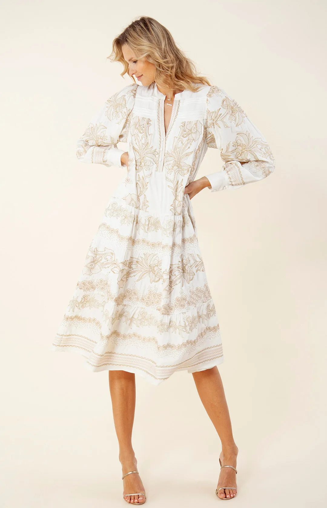 Janina Embroidered Midi Dress sold by Hale Bob