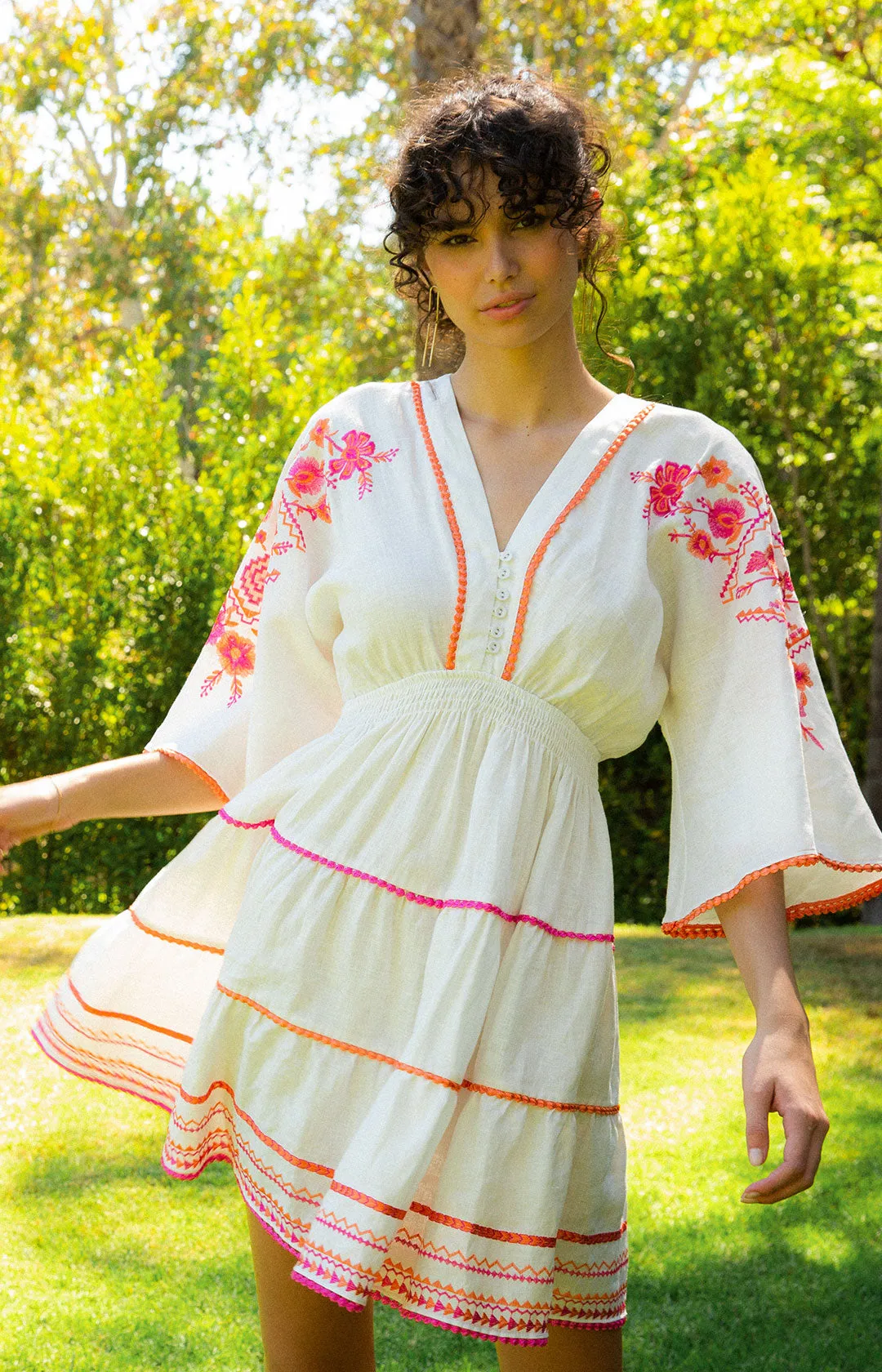 Aliah Embroidered Linen Dress sold by Hale Bob product image thumbnail 5