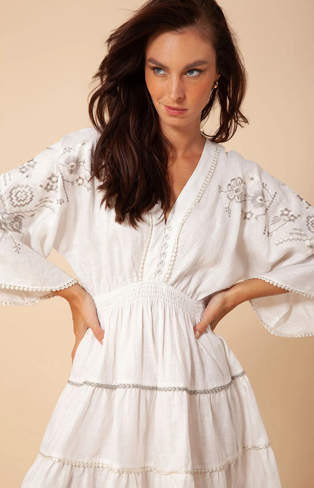 Aliah Embroidered Linen Dress sold by Hale Bob product image thumbnail 3