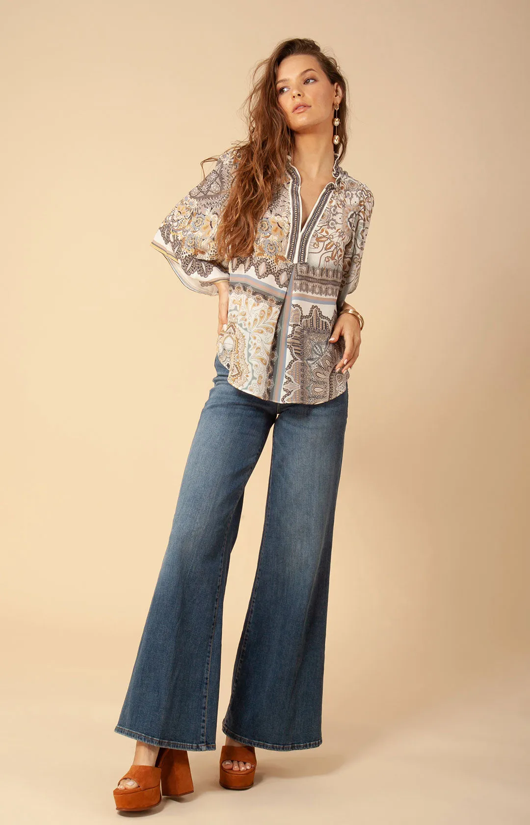 Janessa Silk Bell Sleeve Top sold by Hale Bob product image thumbnail 3