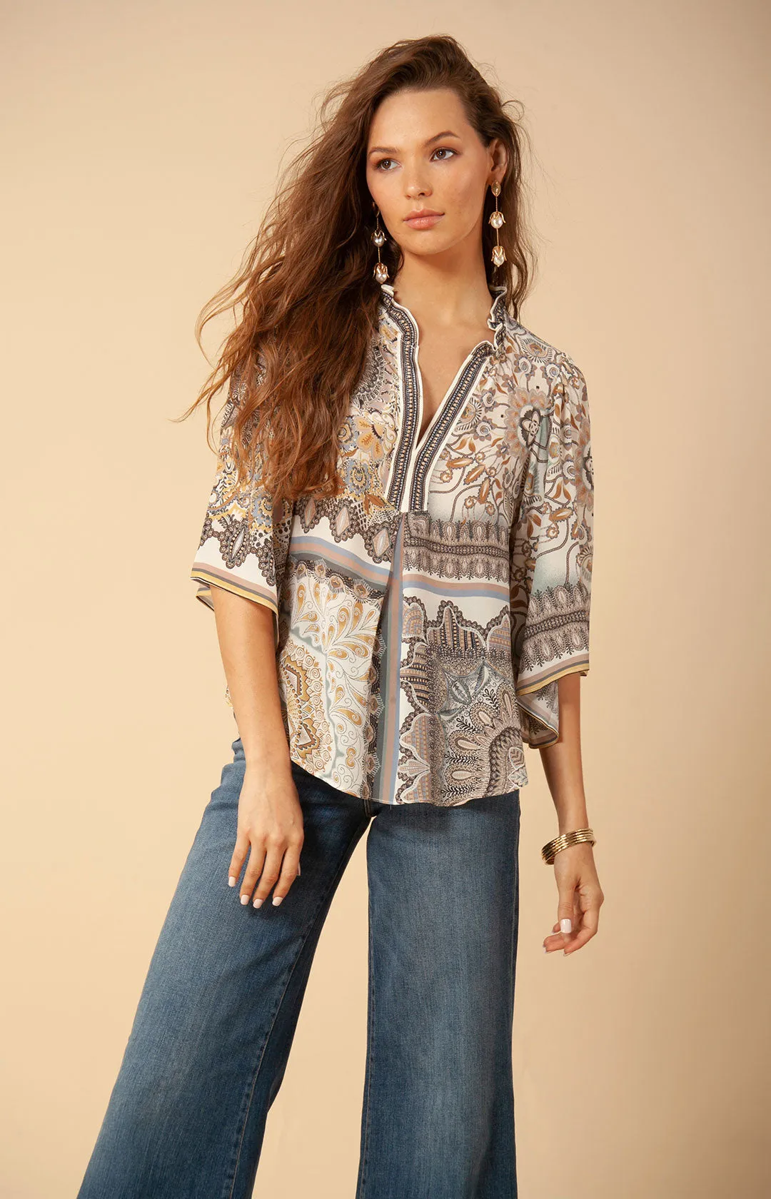 Janessa Silk Bell Sleeve Top sold by Hale Bob