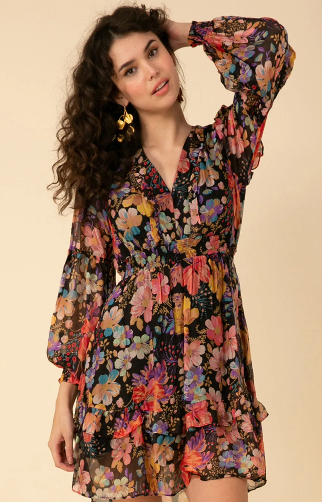 Margot Smocked Chiffon Dress sold by Hale Bob product image thumbnail 5