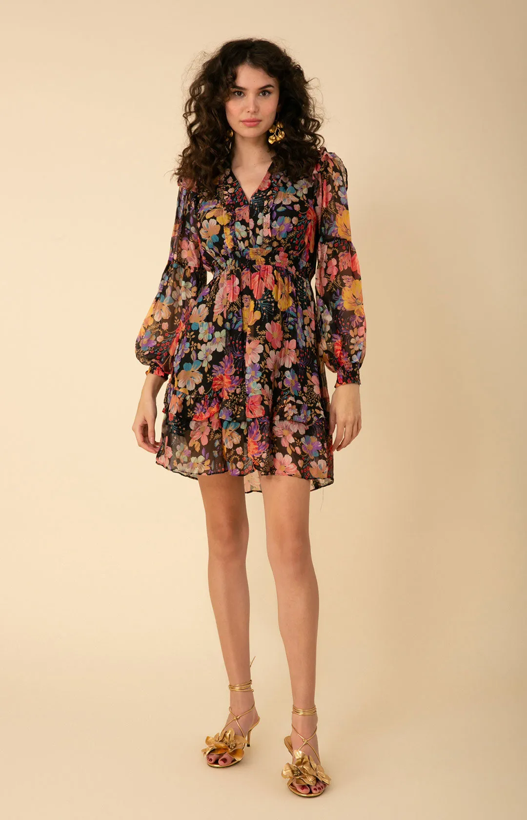 Margot Smocked Chiffon Dress sold by Hale Bob product image thumbnail 2