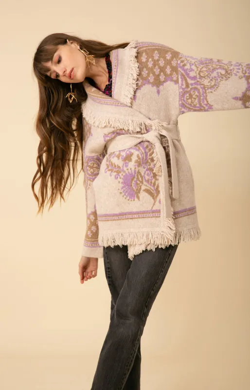 Zelie Wool Blend Wrap Sweater sold by Hale Bob