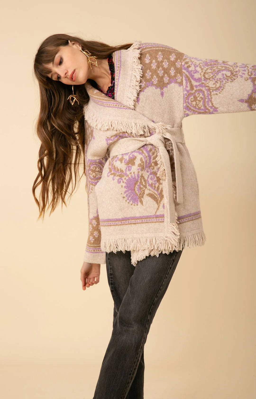 Zelie Wool Blend Wrap Sweater sold by Hale Bob