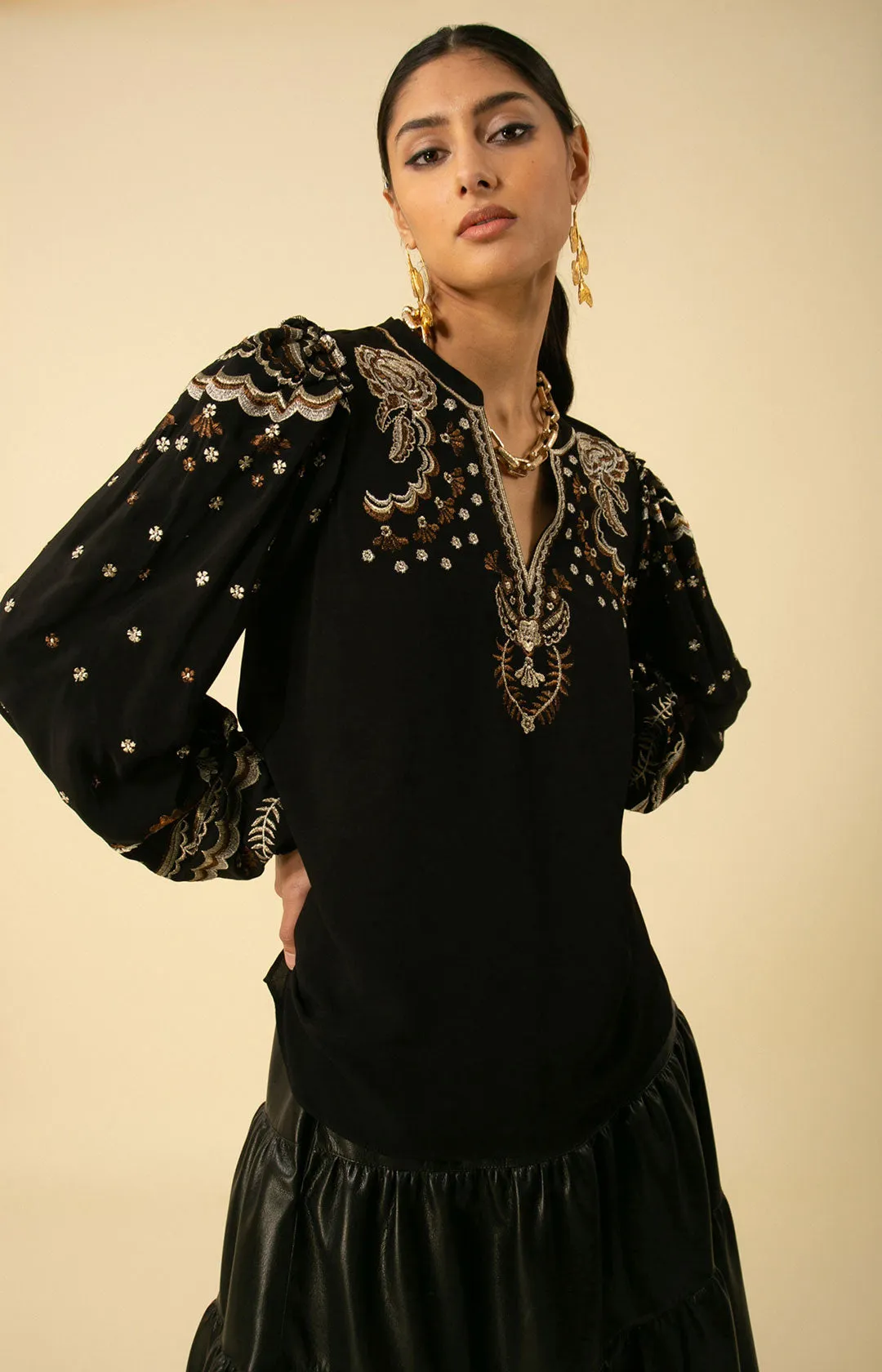 Claire Embroidered Top sold by Hale Bob