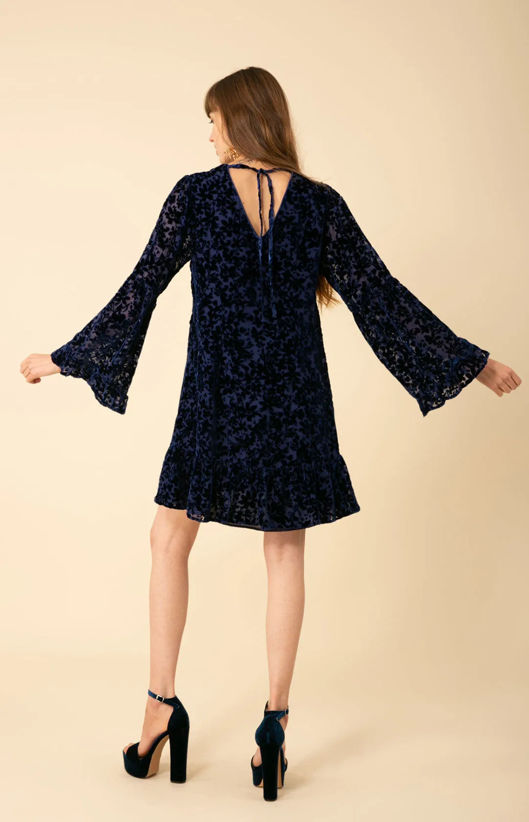 Salome Solid Velvet Burnout Dress sold by Hale Bob product image thumbnail 5