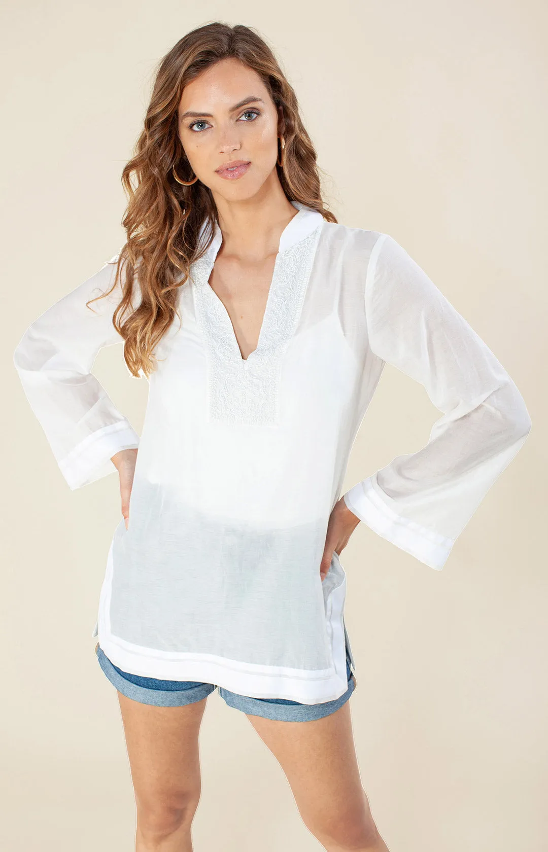 Joanna Solid Voile Tunic sold by Hale Bob