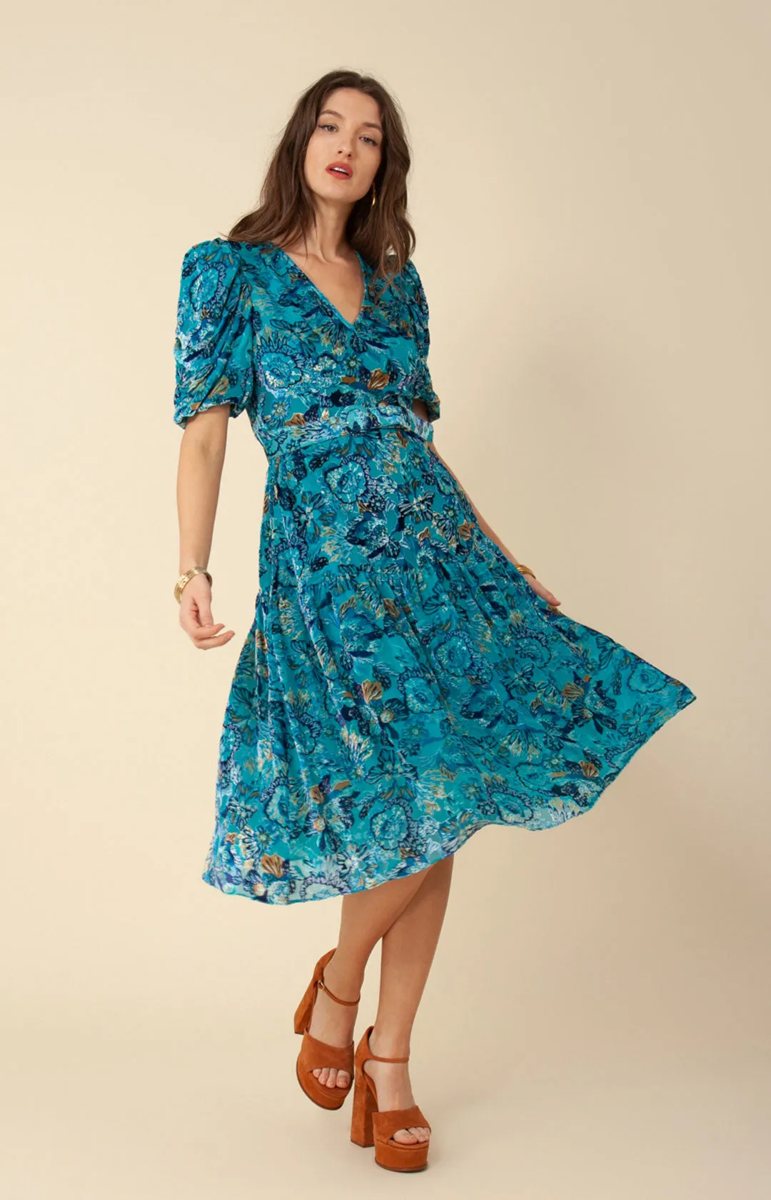 Mia Velvet Burnout Midi Dress sold by Hale Bob product image thumbnail 5