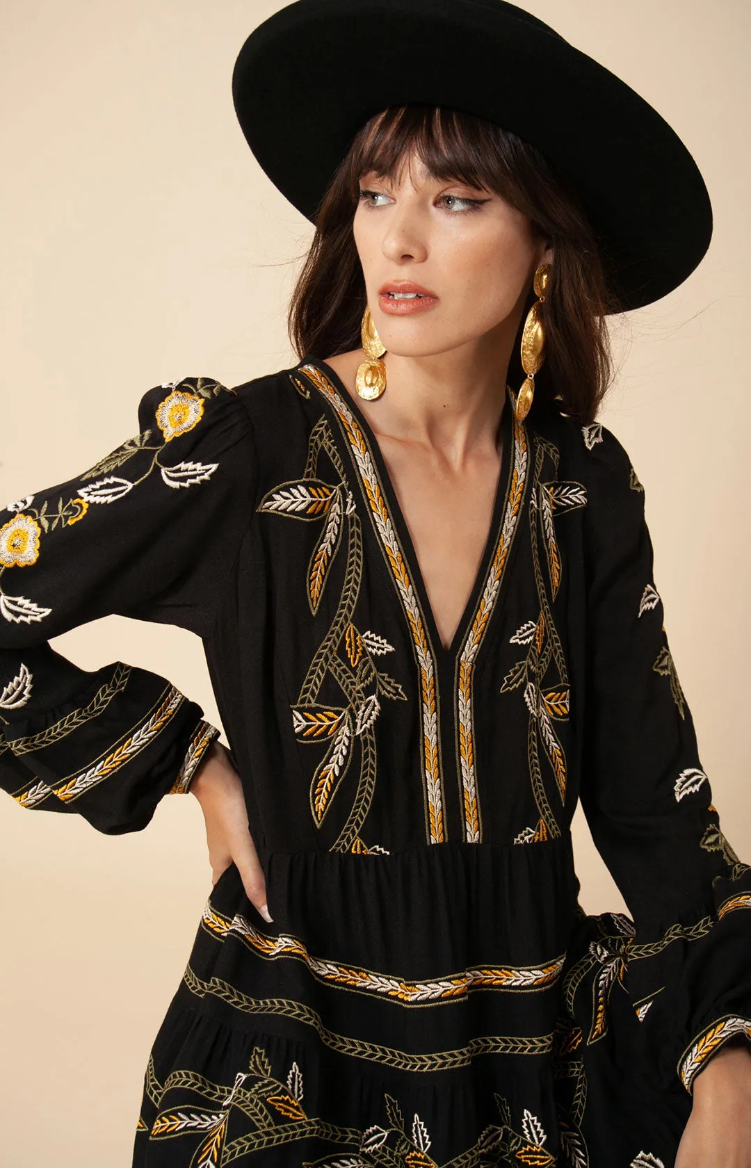 Amelia Embroidered Crepe Maxi Dress sold by Hale Bob product image thumbnail 5