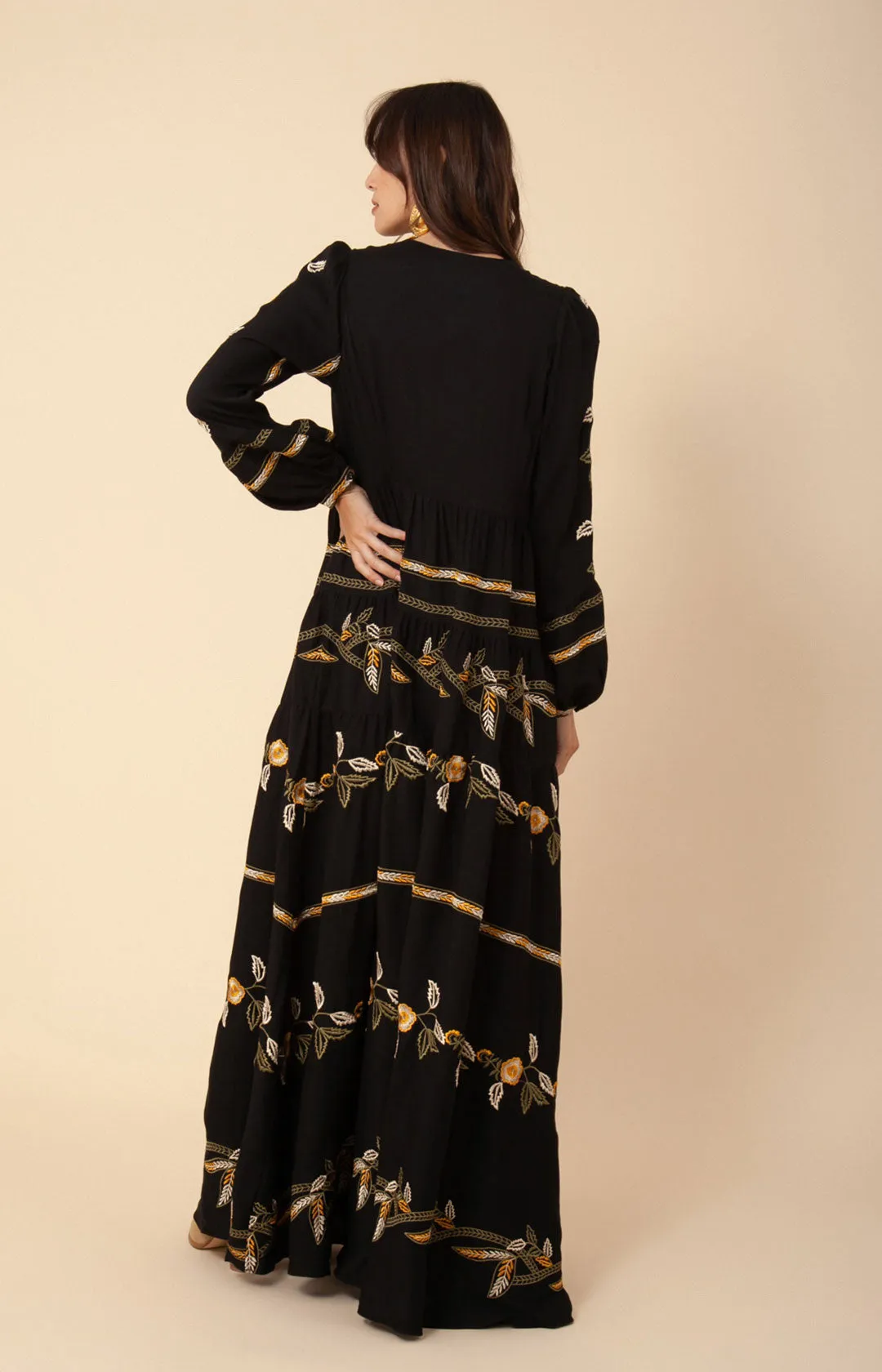 Amelia Embroidered Crepe Maxi Dress sold by Hale Bob product image thumbnail 3