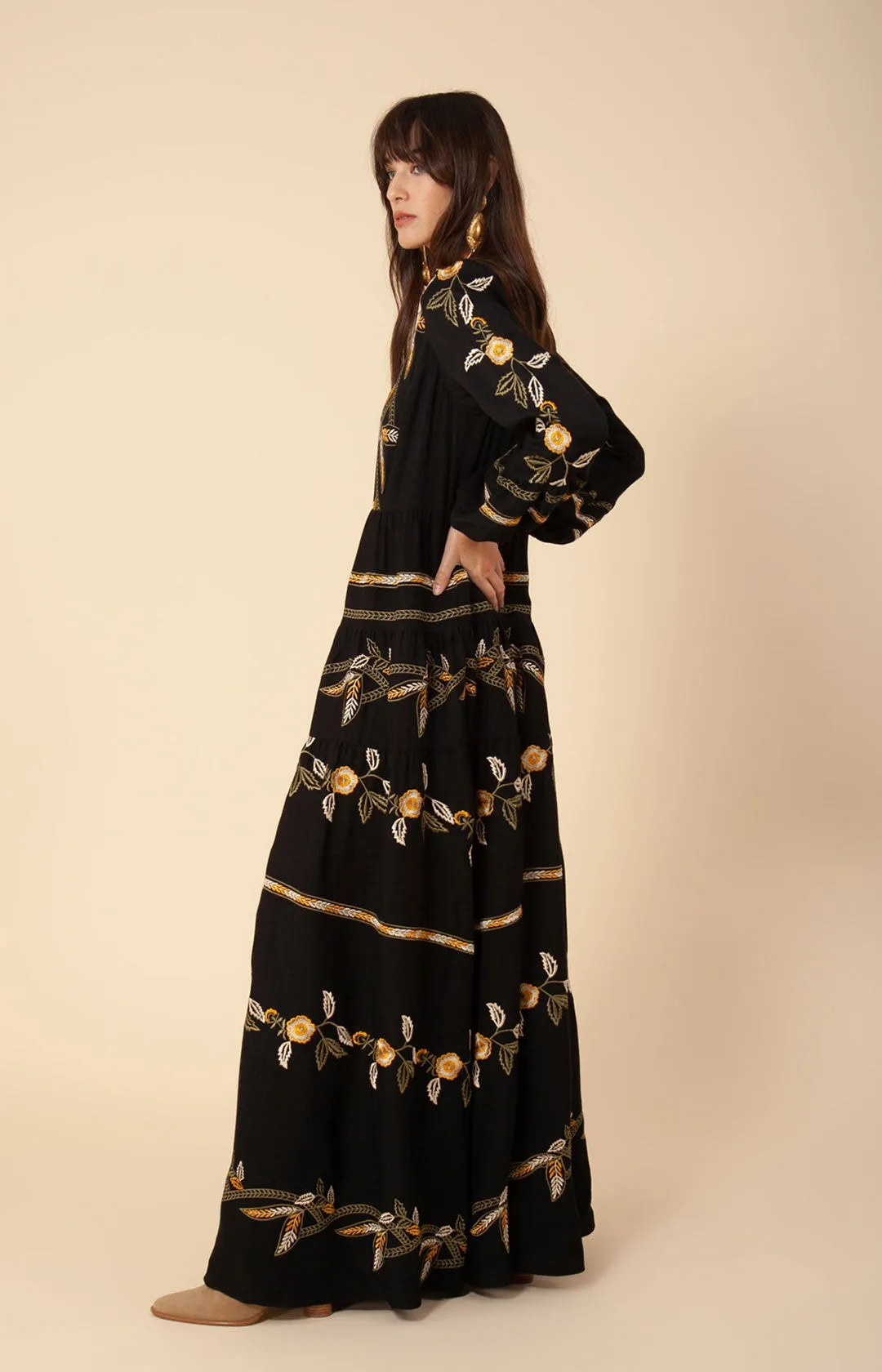 Amelia Embroidered Crepe Maxi Dress sold by Hale Bob product image thumbnail 4