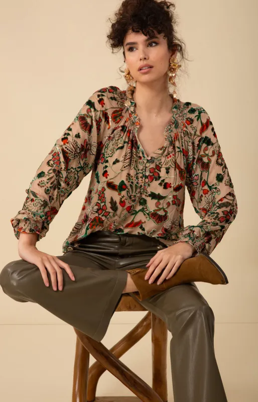 Liana Velvet Burnout Top sold by Hale Bob