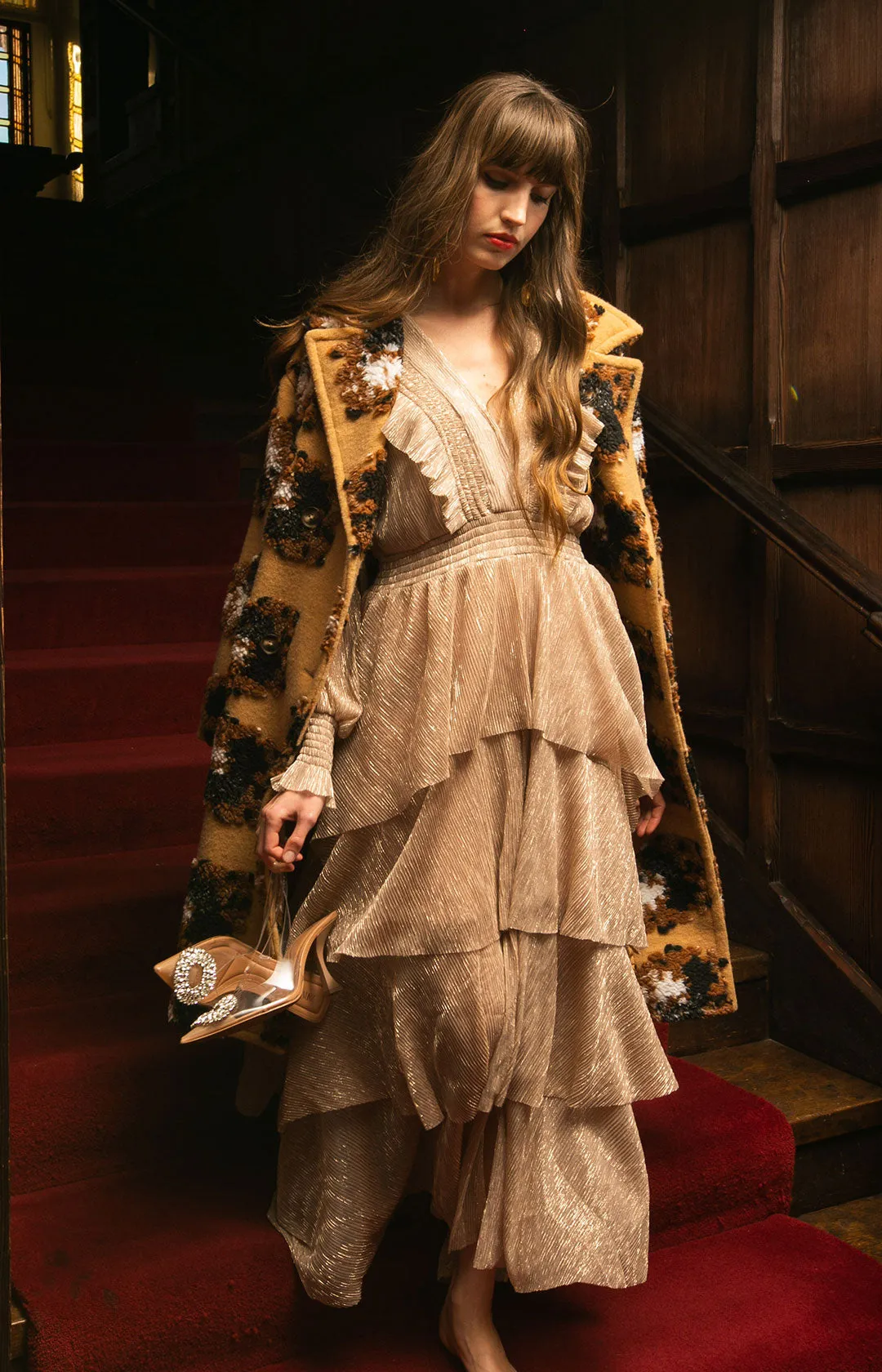 Lyna Lurex Crinkle Chiffon Dress sold by Hale Bob product image thumbnail 5