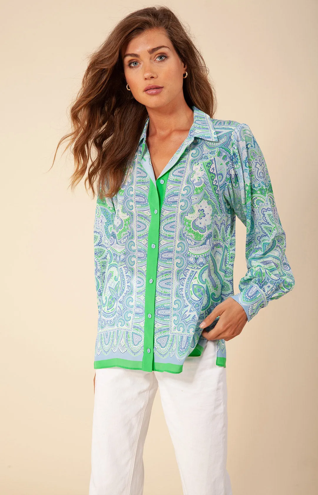 Gloria Silk Button Up Top sold by Hale Bob product image thumbnail 3