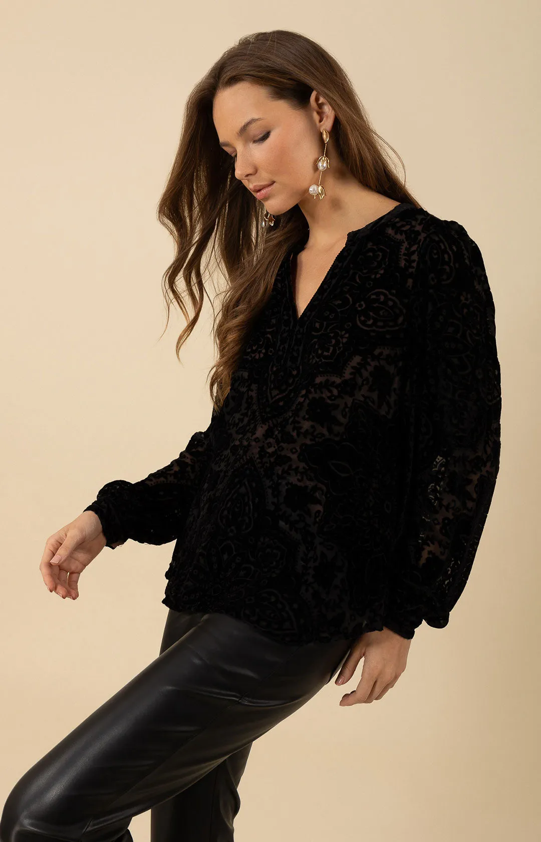Keira Solid Velvet Burnout Top sold by Hale Bob product image thumbnail 5