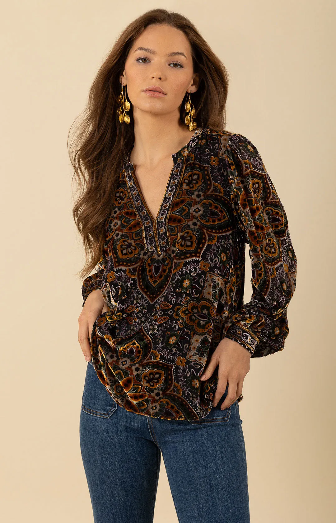 Keira Velvet Burnout Top sold by Hale Bob