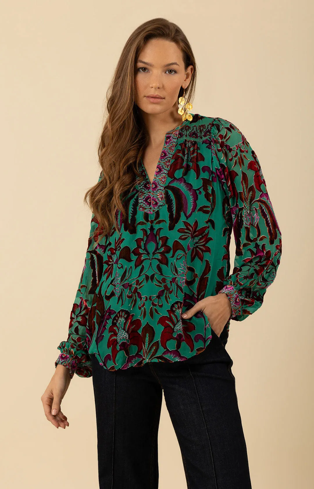 Danielle Velvet Burnout Top sold by Hale Bob