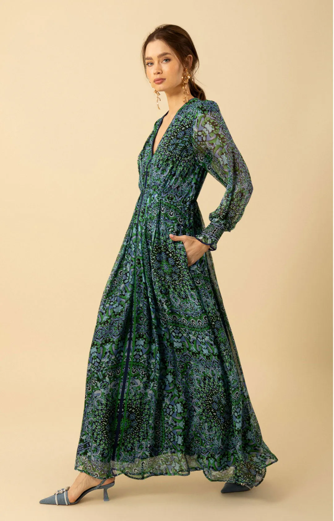 Jennifer Chiffon Maxi Dress sold by Hale Bob product image thumbnail 3