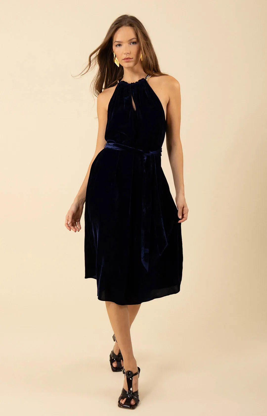 Meadow Halter Velvet Dress sold by Hale Bob