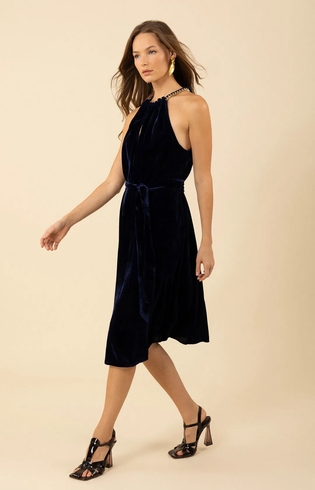 Meadow Halter Velvet Dress sold by Hale Bob product image thumbnail 4