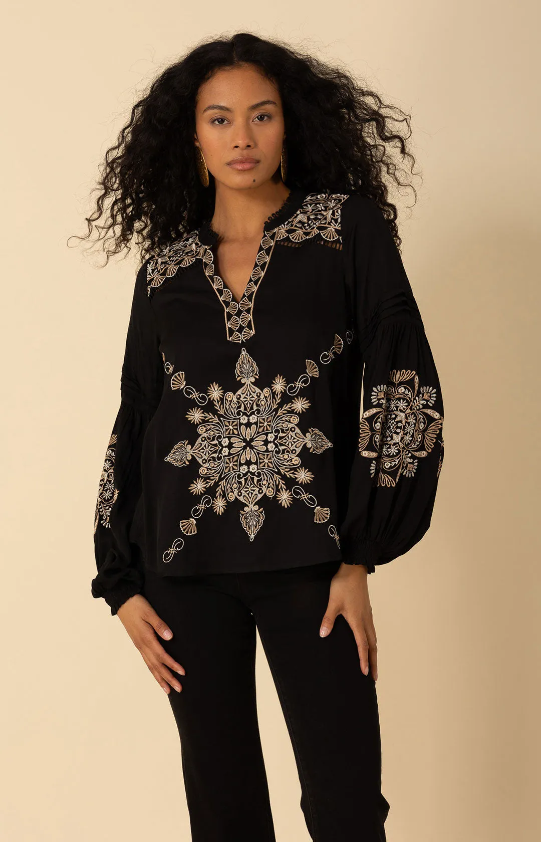 Elliott Embroidered Twill Top sold by Hale Bob