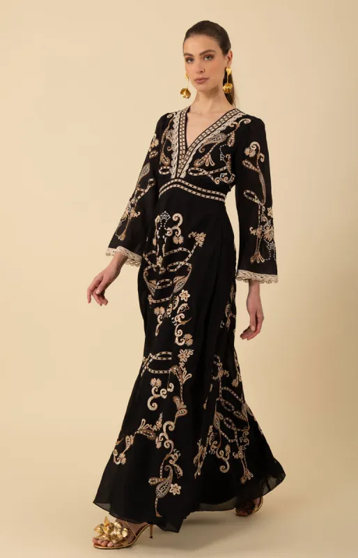 Cassandra Embroidered Maxi Dress sold by Hale Bob