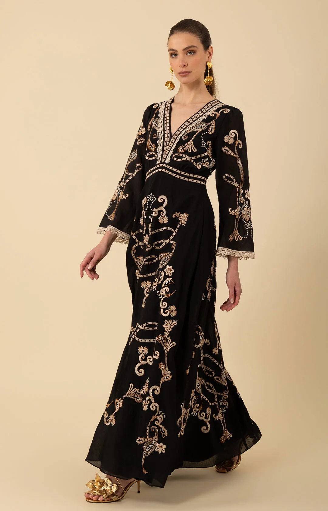 Cassandra Embroidered Maxi Dress sold by Hale Bob