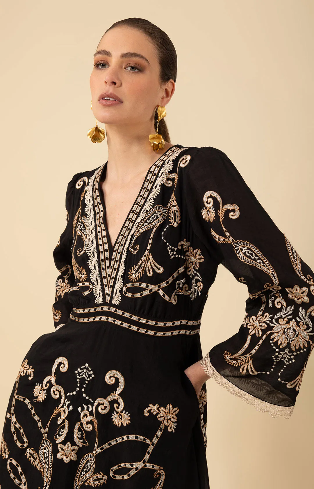 Cassandra Embroidered Maxi Dress sold by Hale Bob product image thumbnail 4
