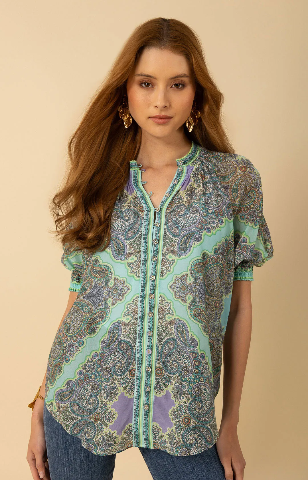 Leslie Voile Top sold by Hale Bob