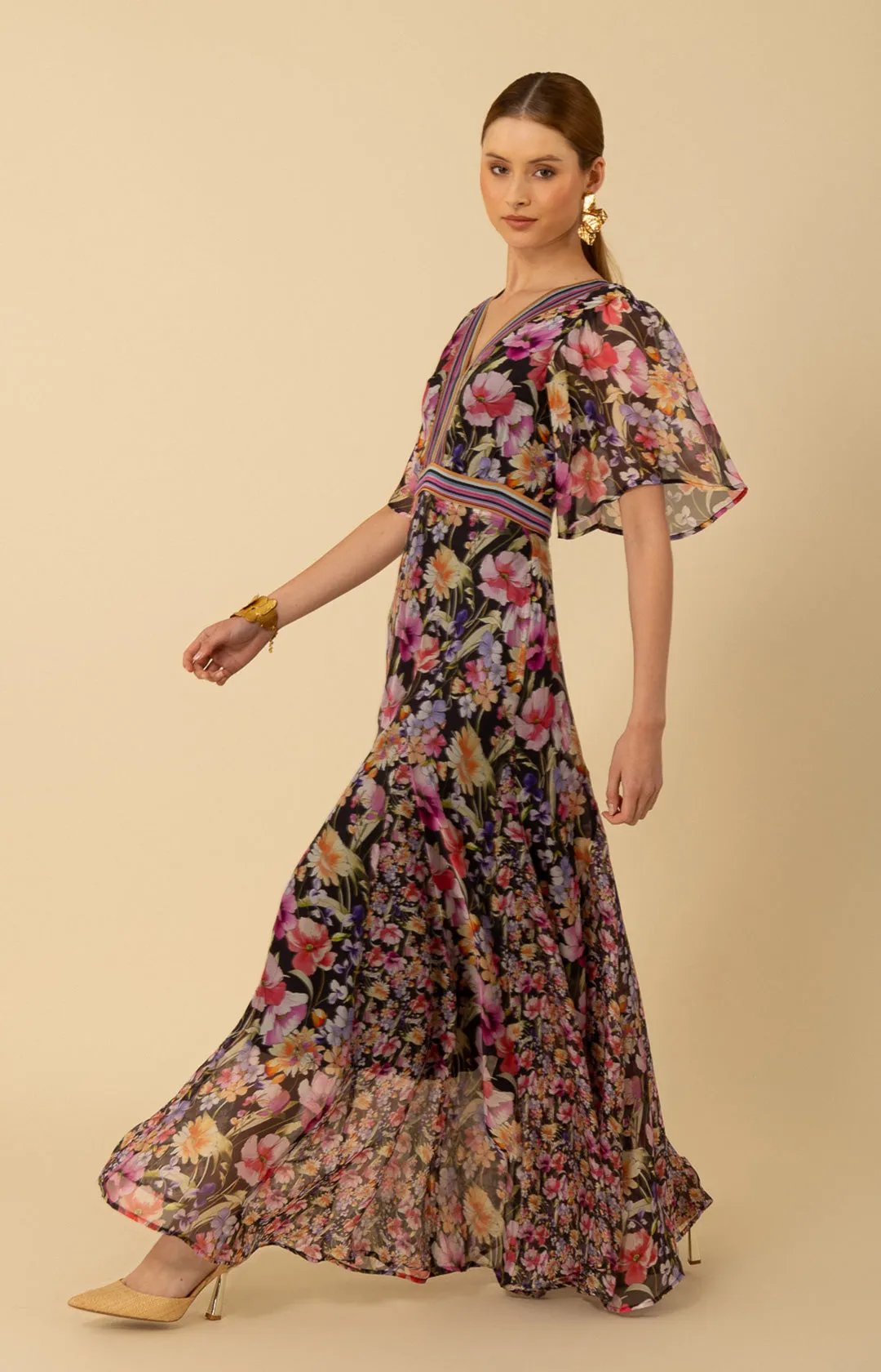 Mariam Chiffon Maxi Dress sold by Hale Bob product image thumbnail 3
