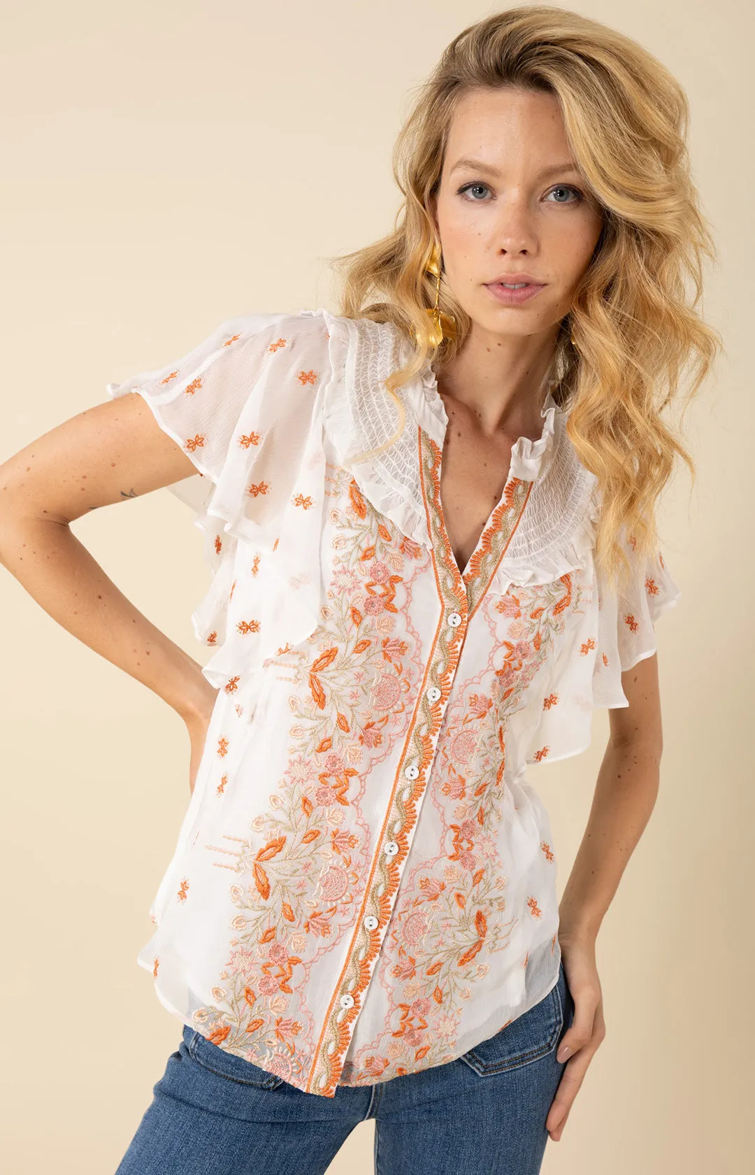 Aliana Embroidered Top sold by Hale Bob
