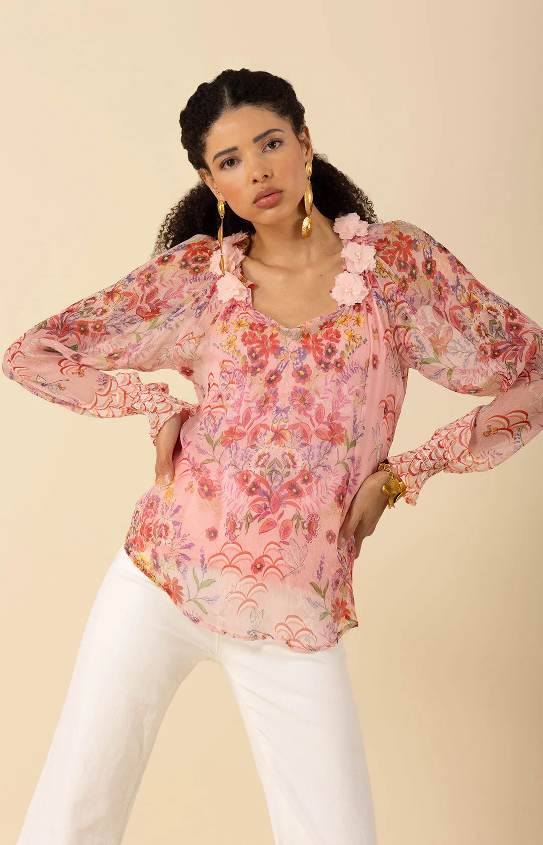 Monica Silk Floral Applique Top sold by Hale Bob product image thumbnail 5