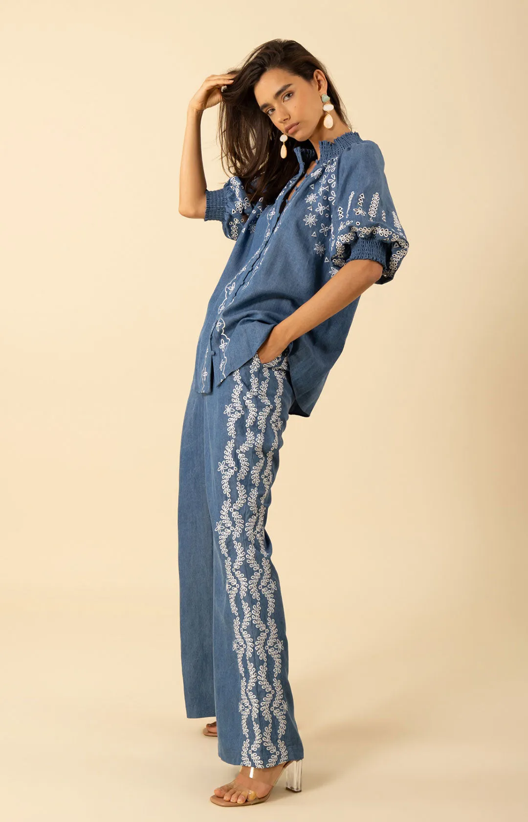 Fallon Embroidered Chambray Top sold by Hale Bob product image thumbnail 5