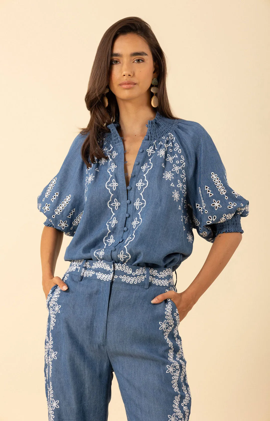 Fallon Embroidered Chambray Top sold by Hale Bob product image thumbnail 4