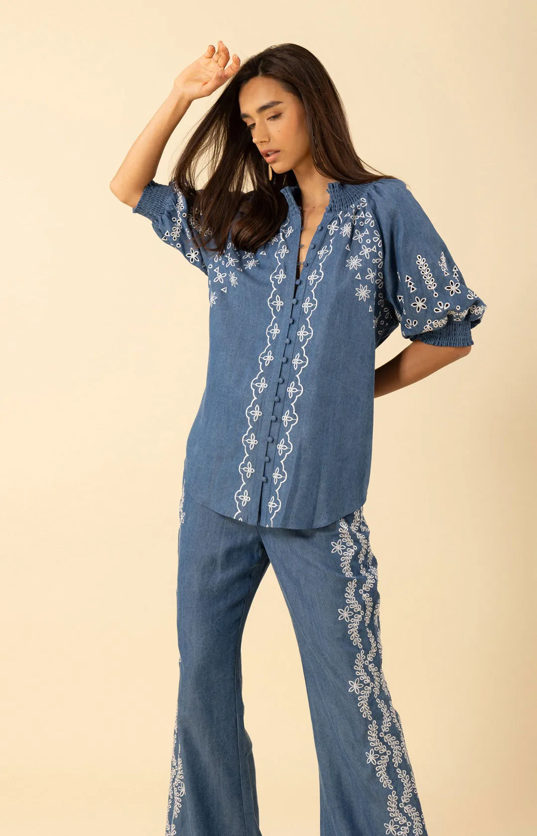 Fallon Embroidered Chambray Top sold by Hale Bob product image thumbnail 3