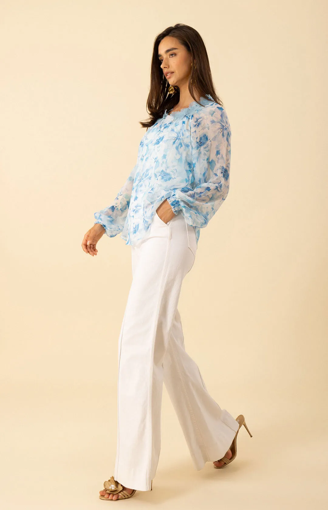 Jolie Floral Trim Silk Top sold by Hale Bob product image thumbnail 4