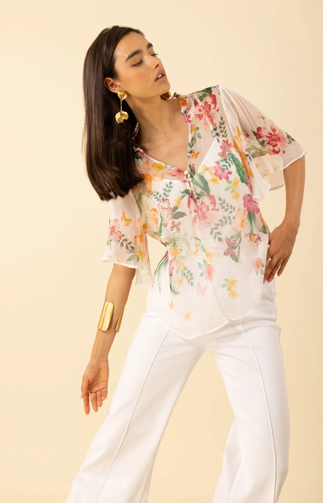 Noemi Crinkle Chiffon Top sold by Hale Bob product image thumbnail 3