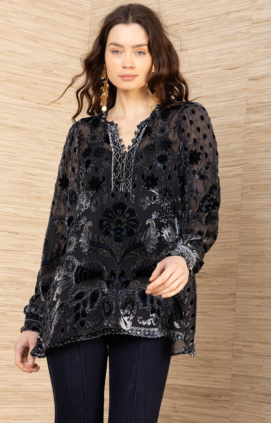 Julissa Velvet Burnout Top sold by Hale Bob