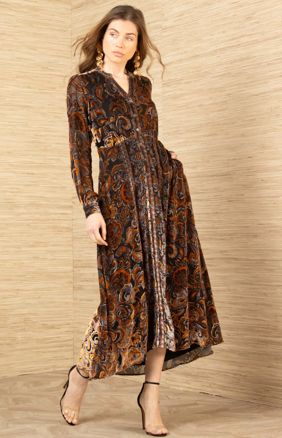 Clarissa Velvet Midi Dress sold by Hale Bob product image thumbnail 4