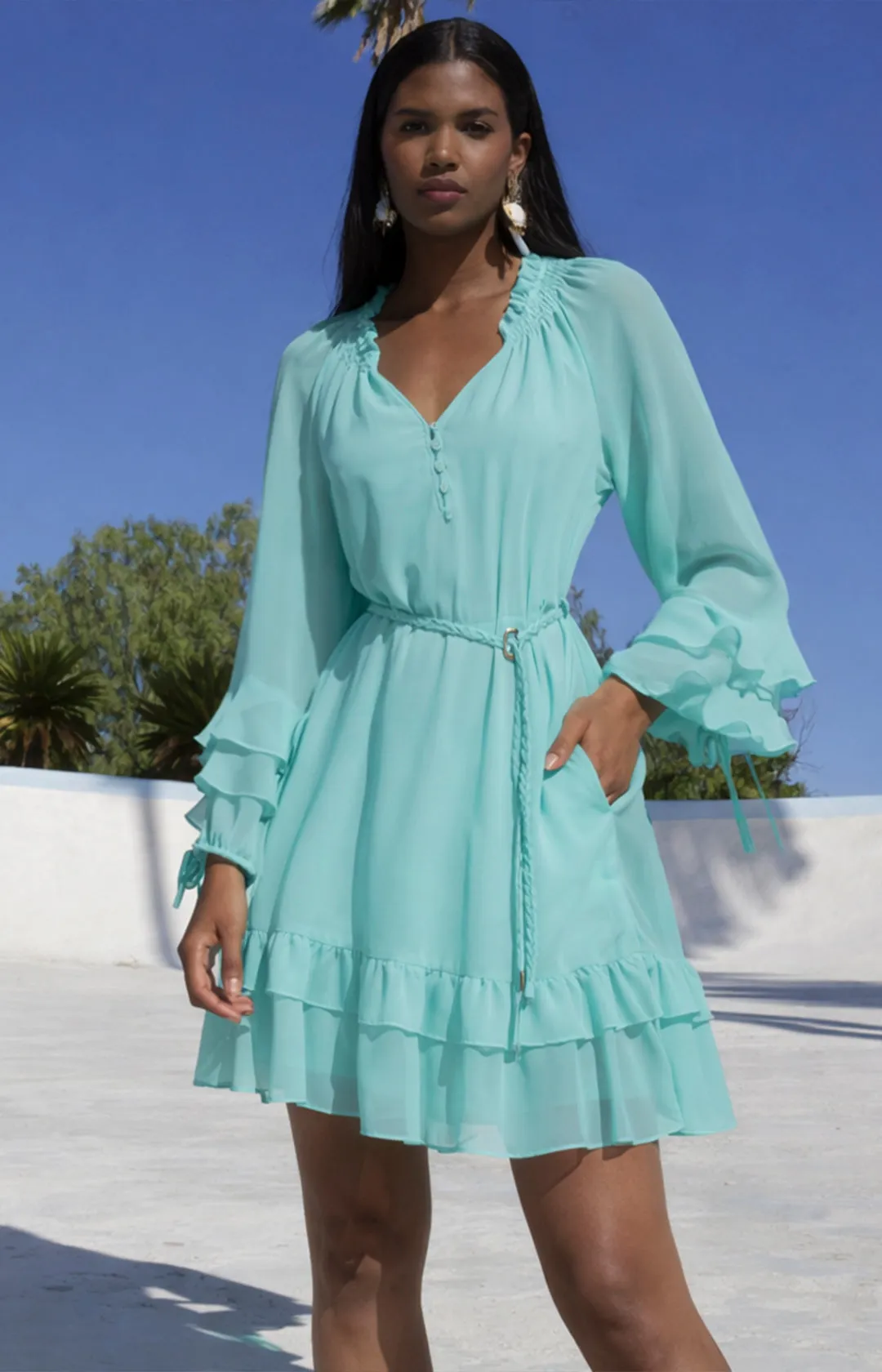 Benita Chiffon Solid Dress sold by Hale Bob