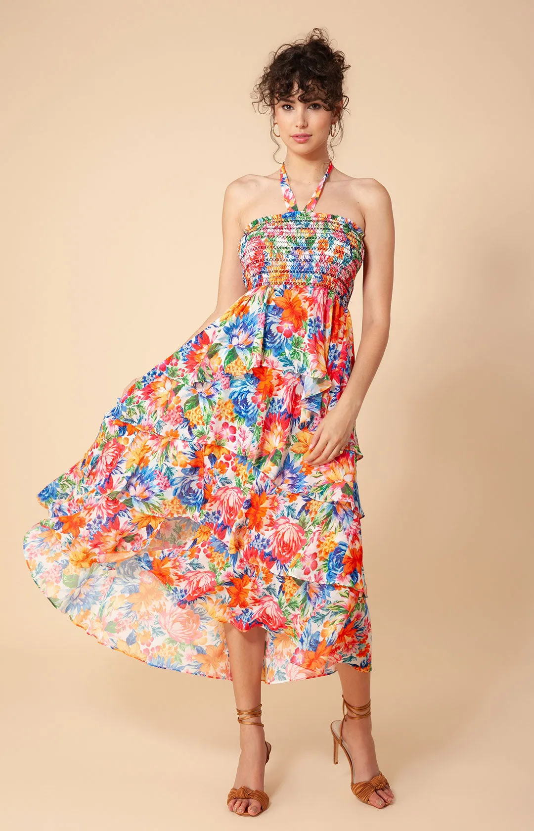 Corine Smocked Halter Dress sold by Hale Bob