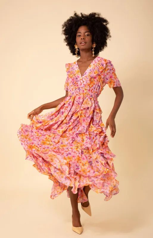 Aspen Ruffle Chiffon Dress sold by Hale Bob
