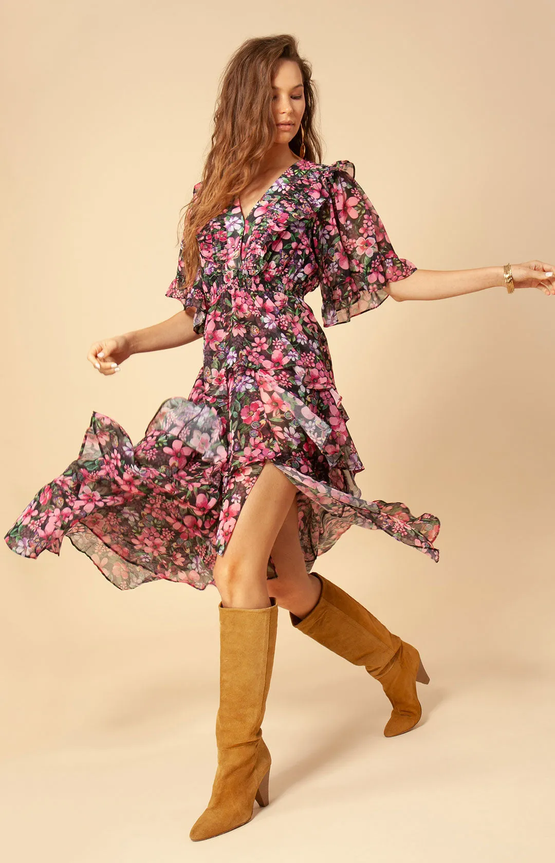 Natasha Tiered Chiffon Dress sold by Hale Bob product image thumbnail 5