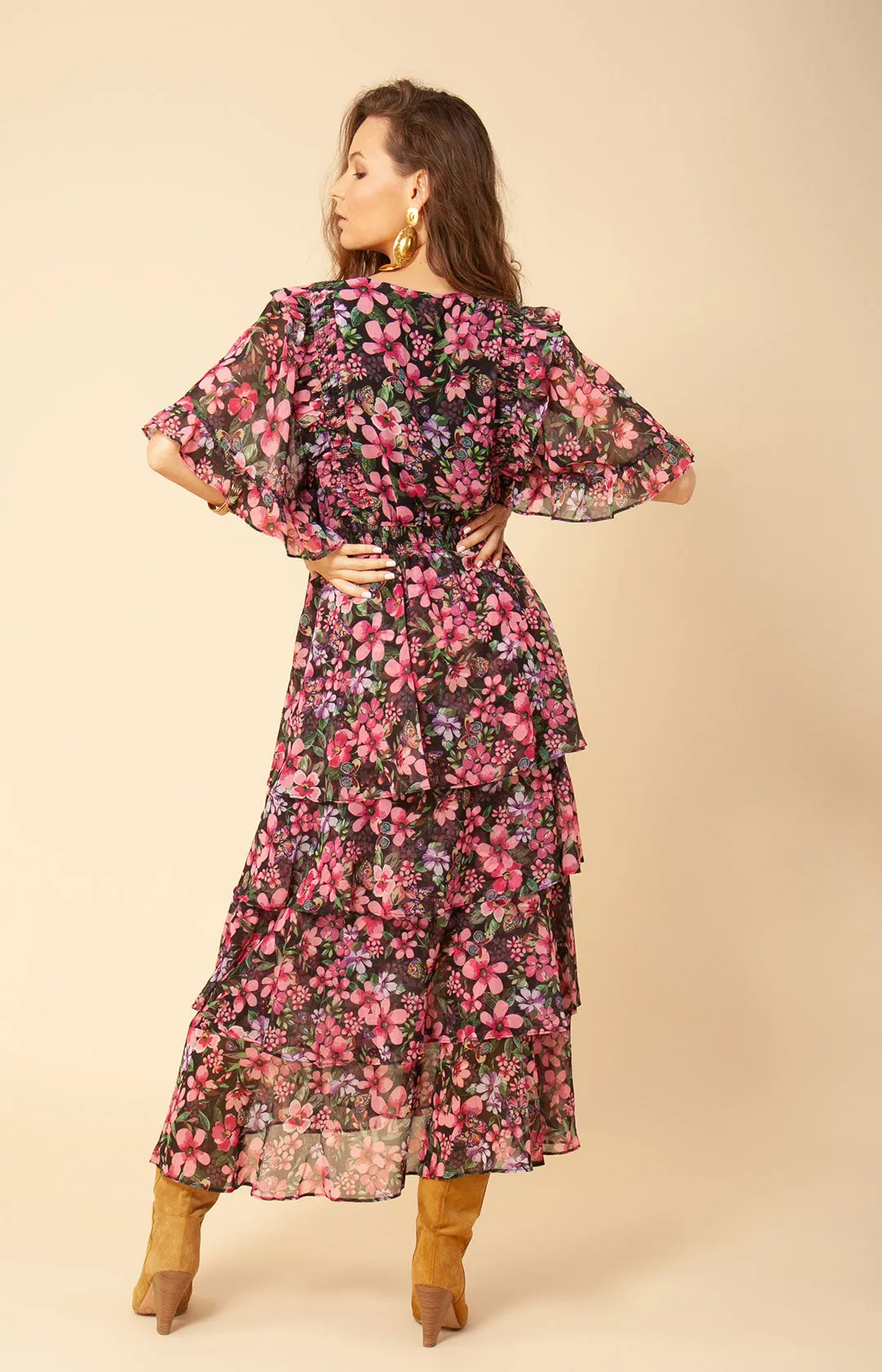 Natasha Tiered Chiffon Dress sold by Hale Bob product image thumbnail 3