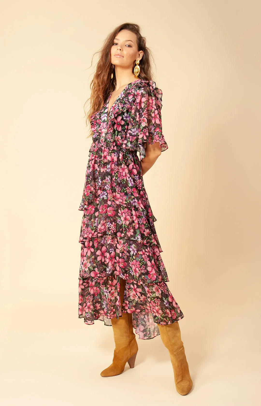Natasha Tiered Chiffon Dress sold by Hale Bob product image thumbnail 2