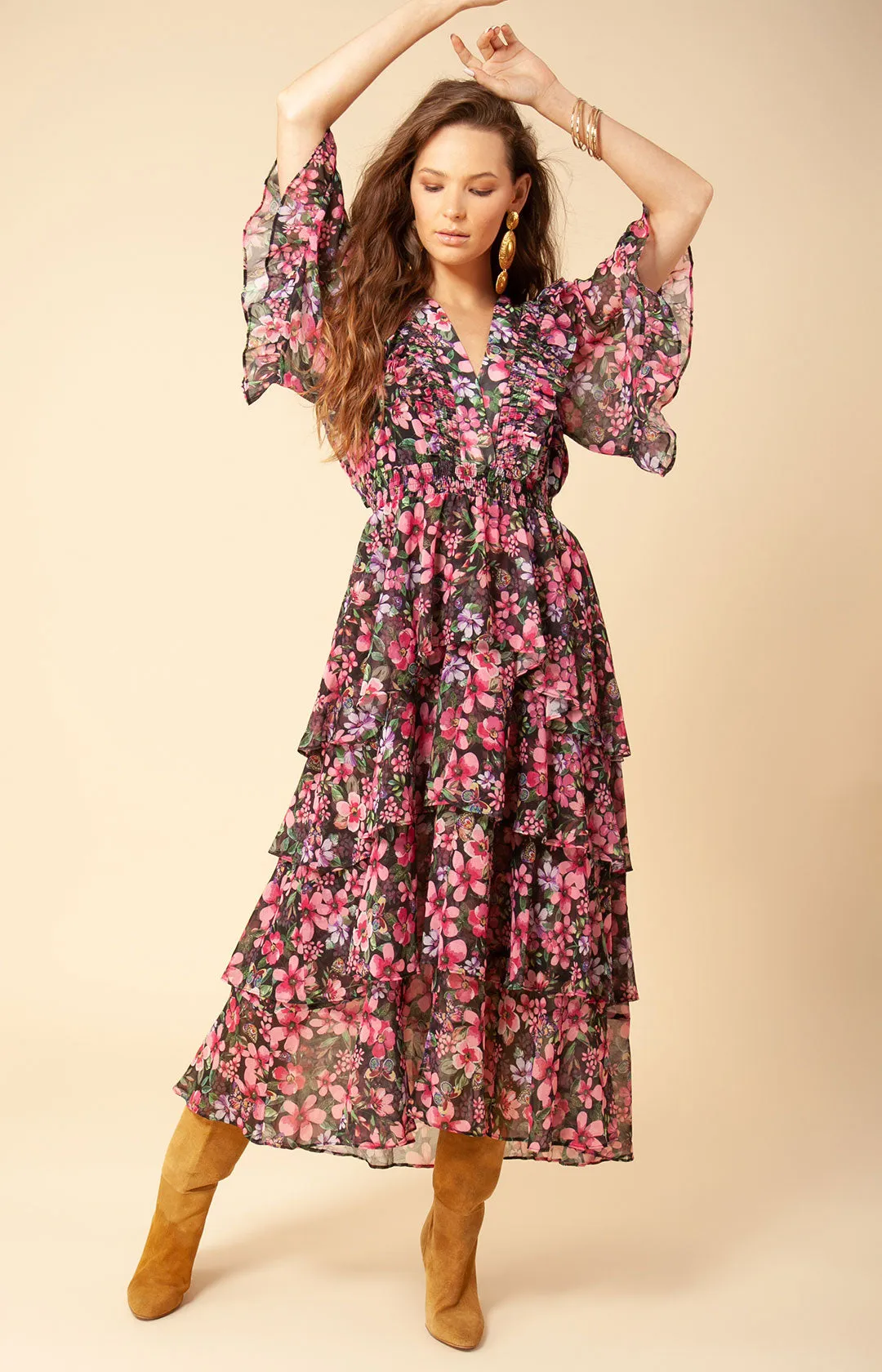 Natasha Tiered Chiffon Dress sold by Hale Bob product image thumbnail 4