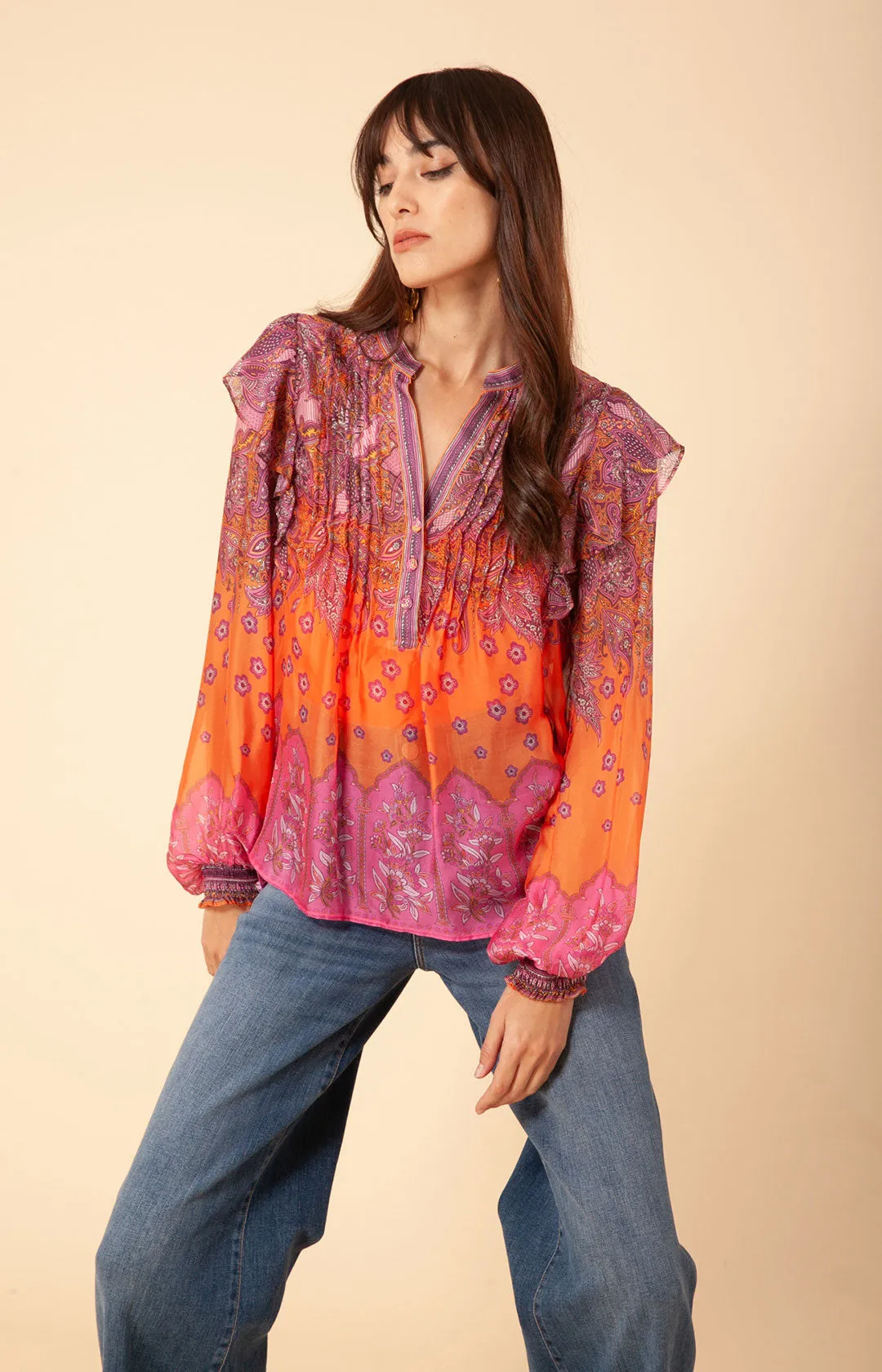 Maya Pleated Chiffon Top sold by Hale Bob product image thumbnail 3